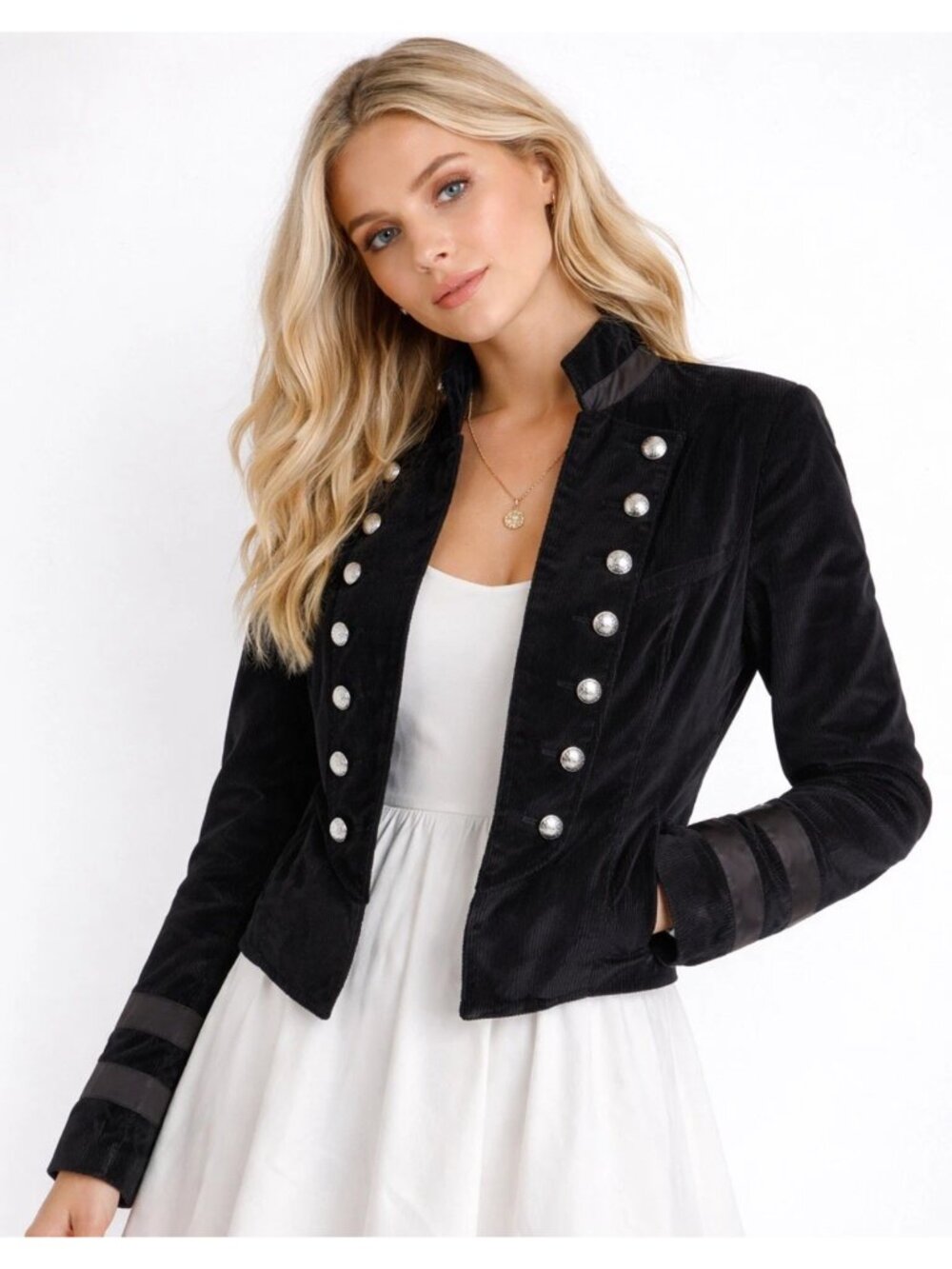 Alice + Oliva military jacket navy size small rare 17 inches armpit to armpit
